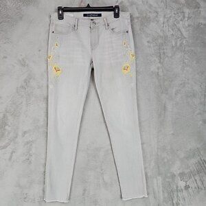 Gray Embroidered Women's Jeans